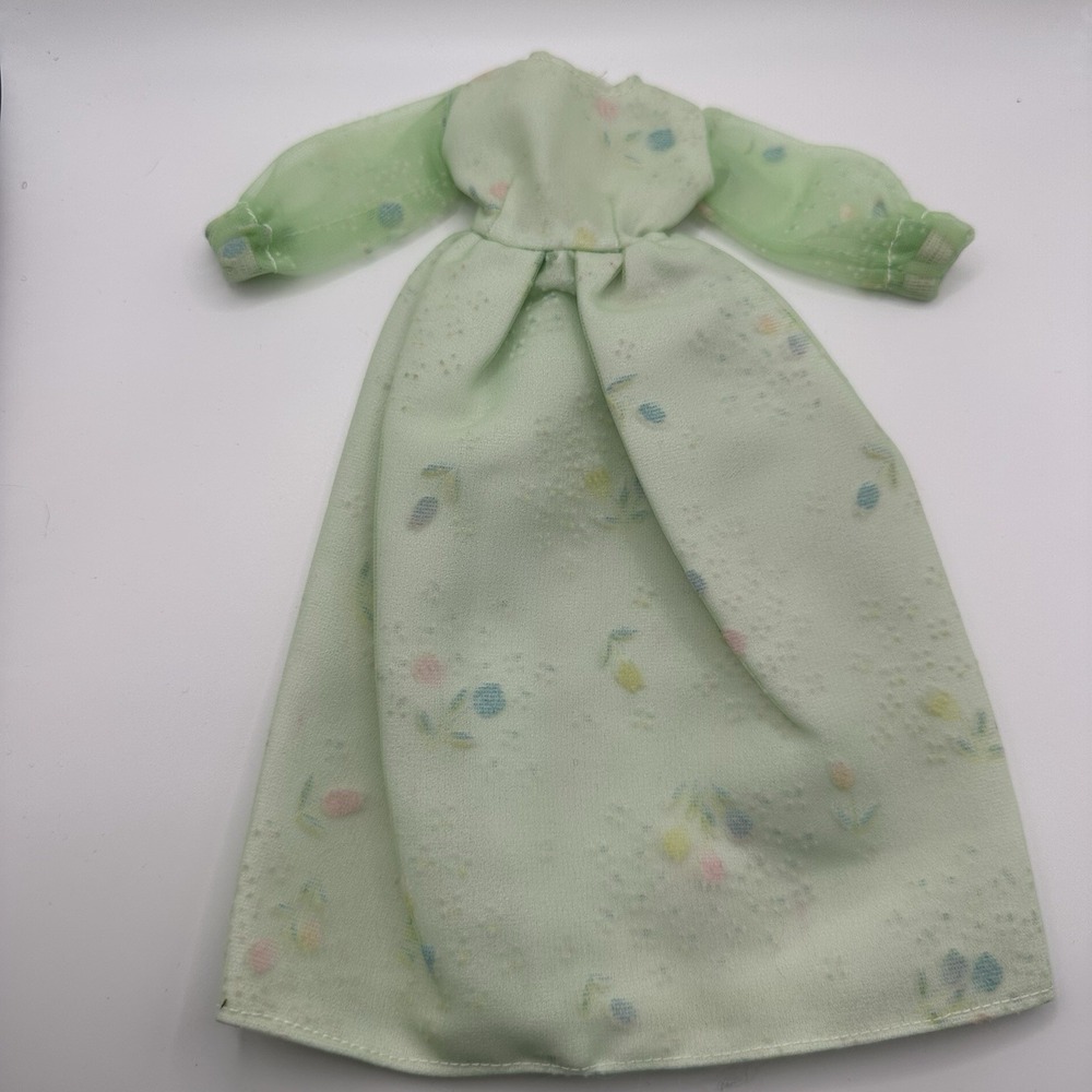 VTG‎ Barbie Dress Gown Mint Green Floral Handmade